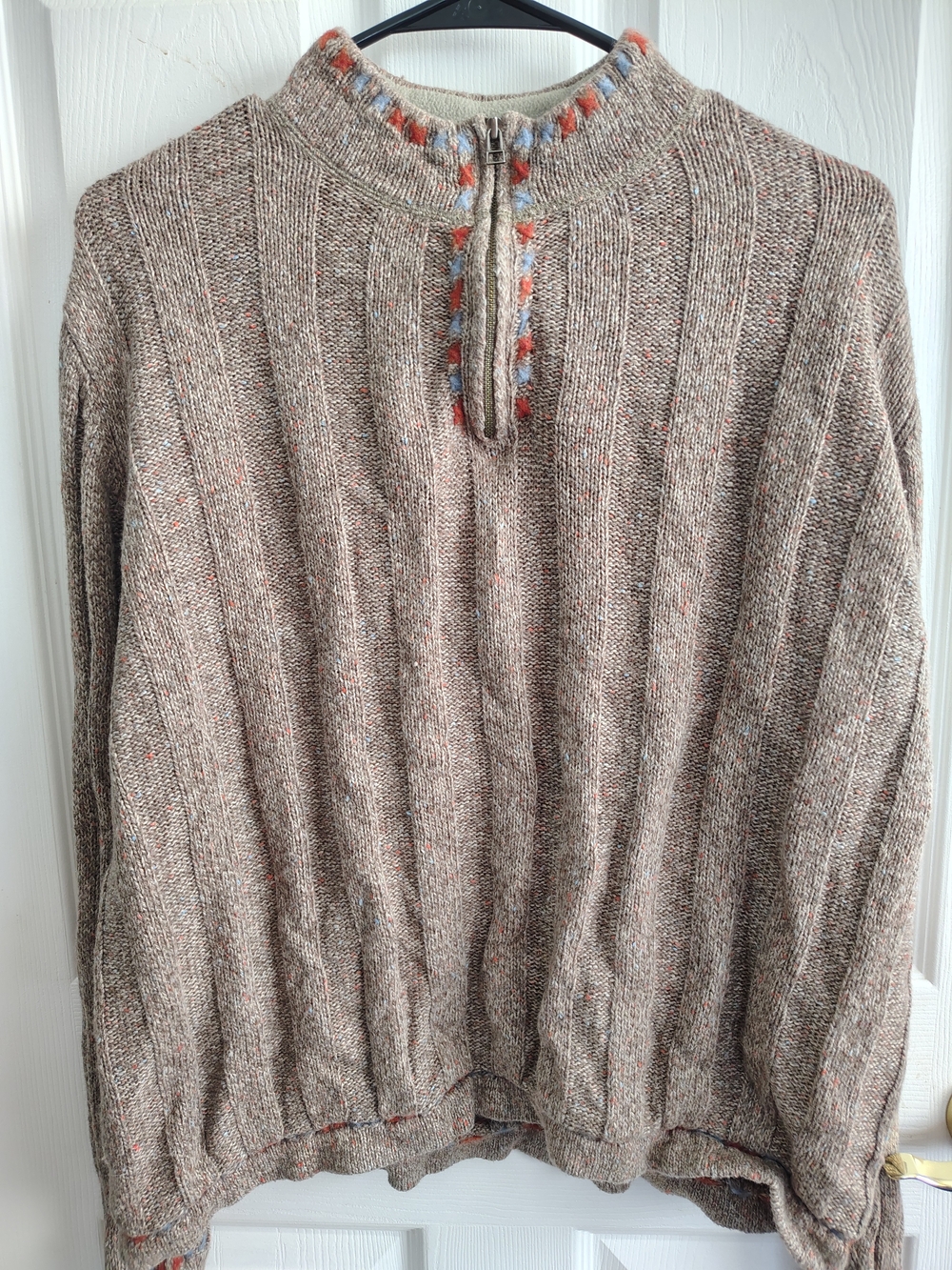 Woolrich Beige Speckled Knit Half-Zip Sweater